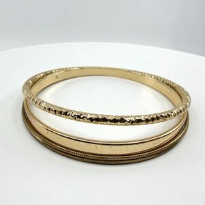 Y2K Gold Tone Stacking Bangle Set Textured Minimalist Bracelets Gift Classic 90s
